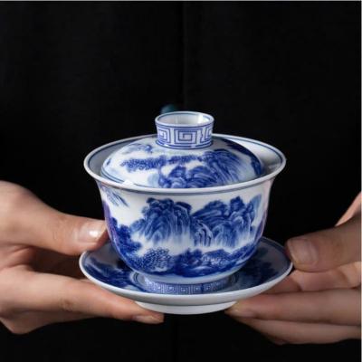 BỘ ẤM CHÉN VẼ TAY HỌA TIẾT SƠN THỦY